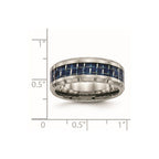 Chisel Titanium Polished with Blue Carbon Fiber Inlay 8mm Beveled Edge Band