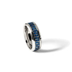 Chisel Titanium Polished with Blue Carbon Fiber Inlay 8mm Beveled Edge Band