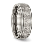 Chisel Titanium Polished with Satin Hammered Center 8mm Grooved Band