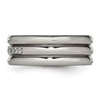 Titanium Polished with CZ 8mm Grooved Band