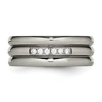 Titanium Polished with CZ 8mm Grooved Band