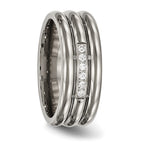 Titanium Polished with CZ 8mm Grooved Band