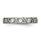 Chisel Titanium Polished with CZ 4mm Grooved Band