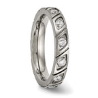 Chisel Titanium Polished with CZ 4mm Grooved Band