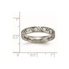 Chisel Titanium Polished with CZ 4mm Grooved Band