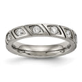 Chisel Titanium Polished with CZ 4mm Grooved Band