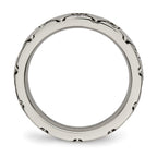 Titanium Polished with CZ Criss Cross 4mm Grooved Band