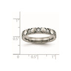 Titanium Polished with CZ Criss Cross 4mm Grooved Band