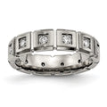 Chisel Titanium Brushed and Polished with CZ 5mm Grooved Band
