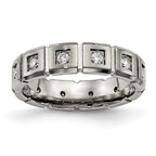 Chisel Titanium Brushed and Polished with CZ 5mm Grooved Band