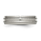 Titanium Grooved Ridged Edge 6mm Satin and Polished Band