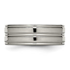 Titanium Polished 8mm Grooved Band