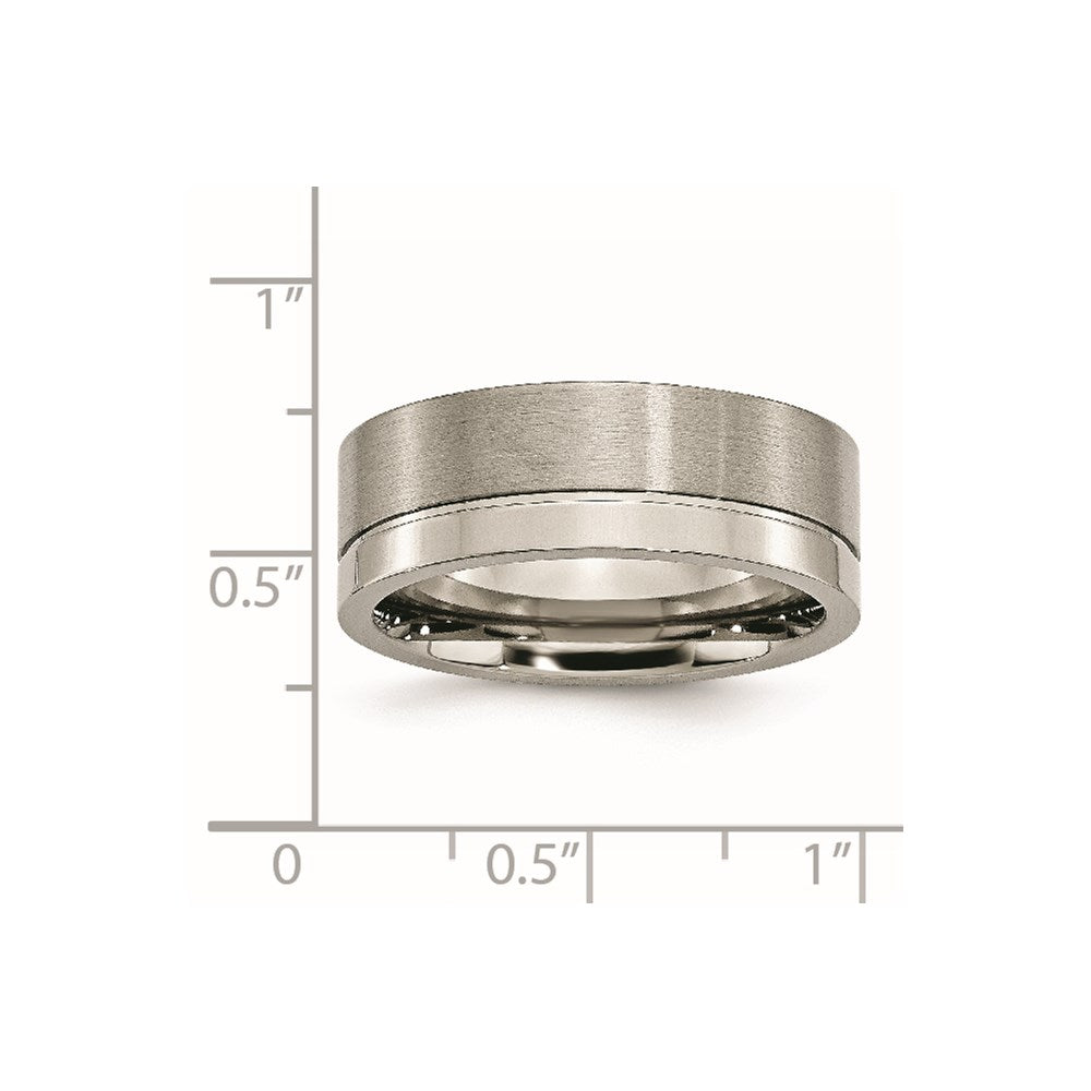 Titanium Grooved 8mm Brushed and Polished Band