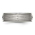Chisel Titanium Brushed Center 7mm Criss-cross Design Ridged Edge Band