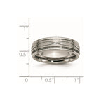 Chisel Titanium Brushed Center 7mm Criss-cross Design Ridged Edge Band