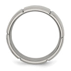 Chisel Titanium Brushed and Polished 8mm Grooved Beveled Edge Band