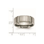 Chisel Titanium Brushed and Polished 8mm Grooved Beveled Edge Band