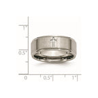 Chisel Titanium Brushed Center Cross 8mm Ridged Edge Band