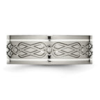 Chisel Titanium Polished with Sterling Silver Inlay Celtic Knot 8mm Flat Band
