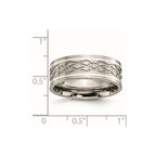 Chisel Titanium Polished with Sterling Silver Inlay Celtic Knot 8mm Flat Band