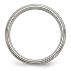 Chisel Titanium Brushed Center with Sterling Silver Inlay 6mm Ridged Edge Band