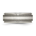Chisel Titanium Polished with Sterling Silver Inlay Stone Finish Center Grooved Band