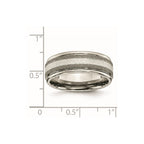 Chisel Titanium Polished with Sterling Silver Inlay Stone Finish Center Grooved Band