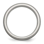Chisel Titanium Antiqued and Brushed with Sterling Silver Inlay 8mm Grooved Band