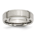 Titanium Brushed with Polished and Beveled Edge 6mm Band