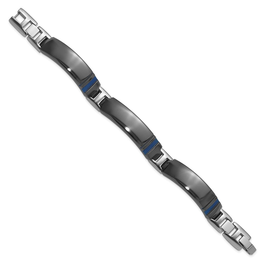Titanium Black Ti Polished Blue Annodized Bracelet