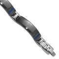 Titanium Black Ti Polished Blue Annodized Bracelet