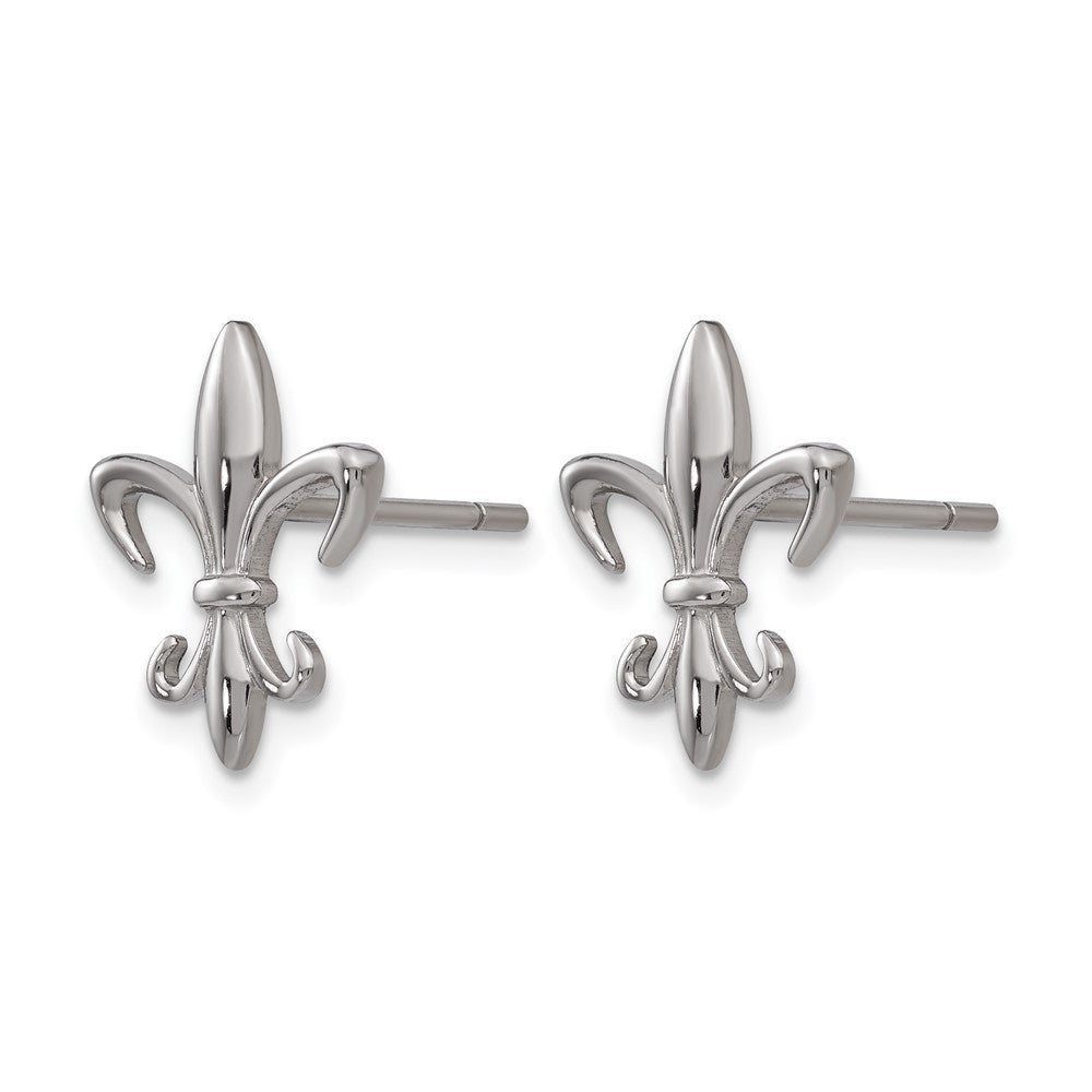 Chisel Titanium Polished Fleur de lis Post Earrings