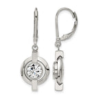 Chisel Titanium Polished CZ Leverback Earrings