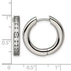 Chisel Titanium Polished CZ Hinged Hoop Earrings