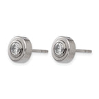 Chisel Titanium Polished CZ Post Earrings