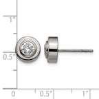 Chisel Titanium Polished CZ Post Earrings