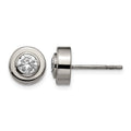 Chisel Titanium Polished CZ Post Earrings