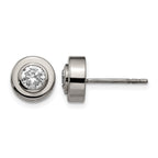 Chisel Titanium Polished CZ Post Earrings