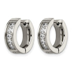 Chisel Titanium Polished CZ 5mm Hinged Hoop Earrings