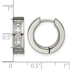 Chisel Titanium Polished CZ 5mm Hinged Hoop Earrings