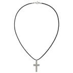 Chisel Titanium Leather Cord Cross 18 inch Necklace