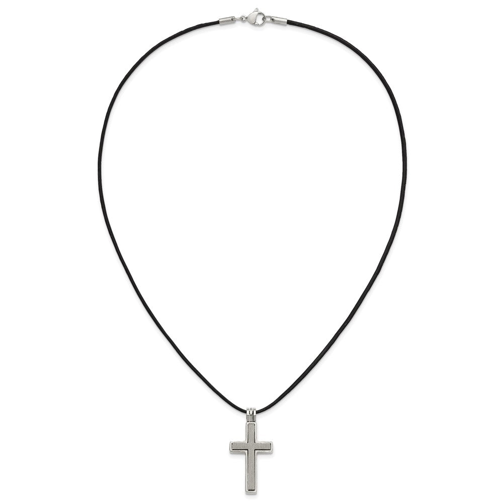 Chisel Titanium Leather Cord Cross 18 inch Necklace