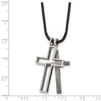 Chisel Titanium Leather Cord Cross 18 inch Necklace