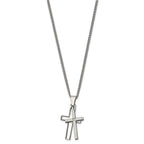 Chisel Titanium Brushed and Polished with .03 carat Diamond Cross 22 inch Necklace