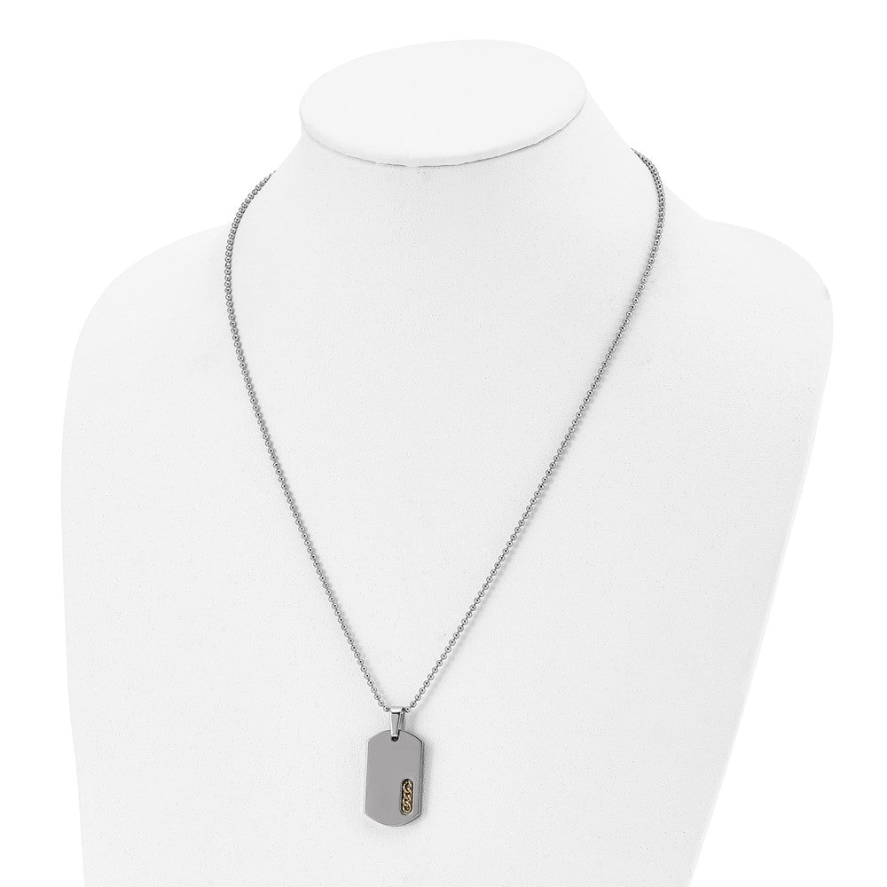 Chisel Titanium Polished Yellow IP-plated Dog Tag 22 inch Necklace
