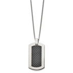 Chisel Titanium Polished with Black Carbon Fiber Inlay 24 inch Necklace