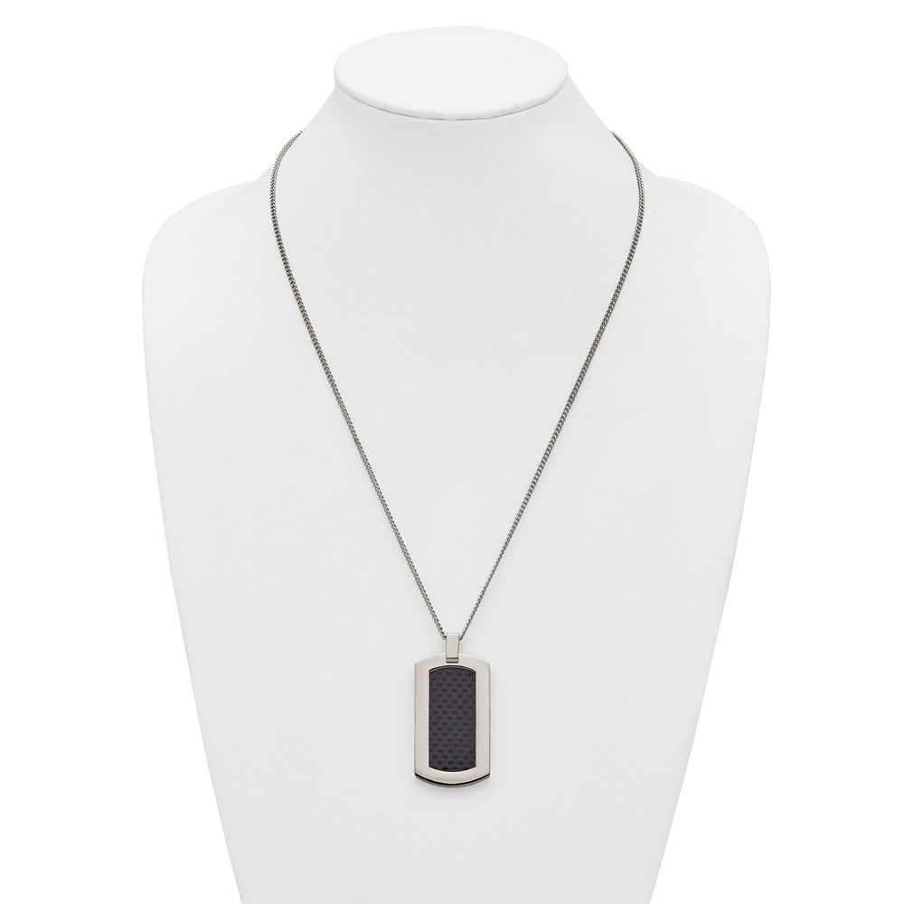 Chisel Titanium Polished with Black Carbon Fiber Inlay 24 inch Necklace