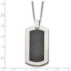 Chisel Titanium Polished with Black Carbon Fiber Inlay 24 inch Necklace