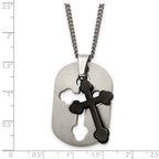 Chisel Titanium Brushed Black IP-plated Moveable Cross 22 inch Necklace