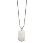 Chisel Titanium Brushed with .02 carat Diamond Accent Dog Tag 22 inch Necklace